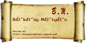 Békésy Mátyás névjegykártya